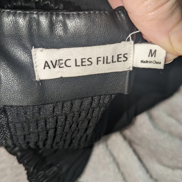 Avec Les Filles | Dresses | Black Faux Leather Dress puff sleeve - Picture 2 of 4